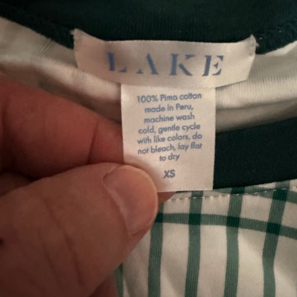 LAKE Pima Long-Short Weekend Set Juniper Plaid Green White XS Pajamas Loungewear - Picture 6 of 14